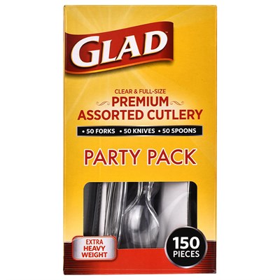 Glad Premium Assorted Plastic Cutlery, 150 Piece Set