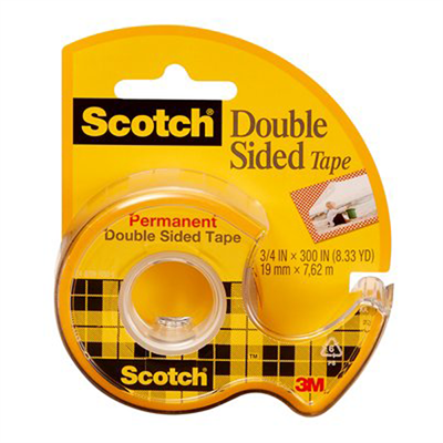 3M Scotch Double Sided Tape Dispensered Roll, 1/2 in x 250 in