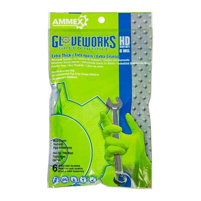 Gloveworks Heavy Duty Green Nitrile Gloves, 6 pack