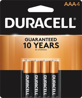 Duracell AAA Alkaline Battery, 4 Pack