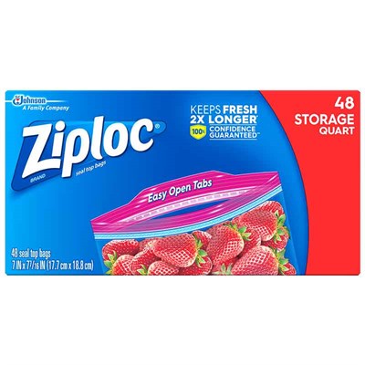 Ziploc Quart Storage Bags, 48 count