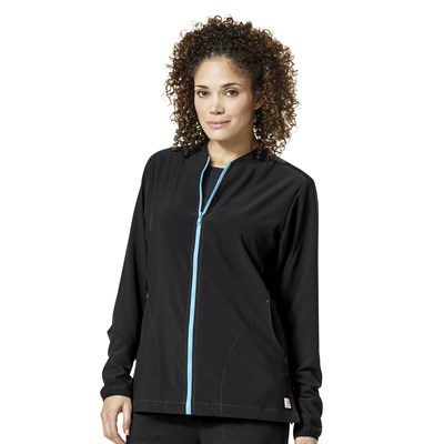 Carhartt Women's CrossFlex Knit Mix Zip Front Scrub Jacket - L,Black