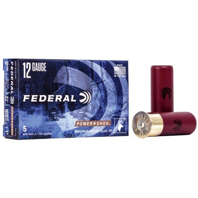 Federal Power-Shok 12 Gauge Slug Shotgun Ammunition, 5 rounds