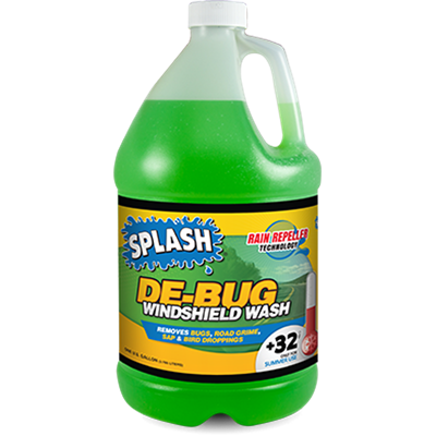 SPLASH DE-BUG Premium Windshield Washer Fluid with Rain Repellant, 128 oz