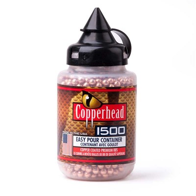 Crosman Copperhead Premium Copper-Coated Steel BBs, Resealable Easy-Pour Spout, 1500 count