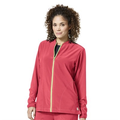 Carhartt Women's CrossFlex Knit Mix Zip Front Scrub Jacket - 3XL,Azalea