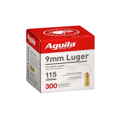 Aguila 9mm Luger 115 Grain FMJ Handgun Ammunition, 300 rounds