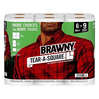 Brawny Tear-A-Square Kitchen Paper Towels, 6 Pack