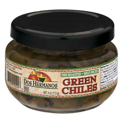 Dos Hermanos Fire Roasted Mild Diced Green Chilies, 4 oz