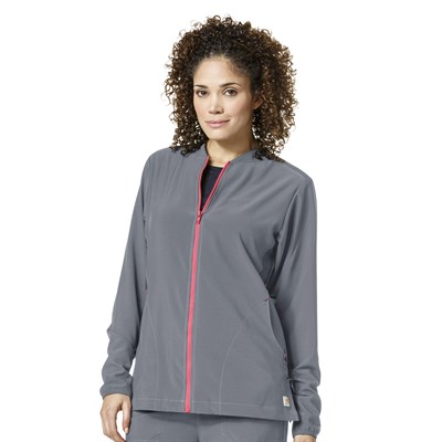 Carhartt Women's CrossFlex Knit Mix Zip Front Scrub Jacket - 2XL,Pewter