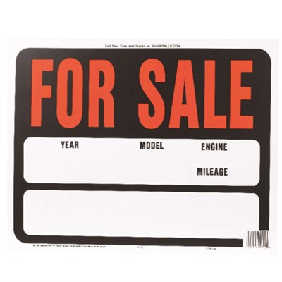 Hy-Ko  English Auto for Sale Sign Plastic 15 in. H x 19 in. W