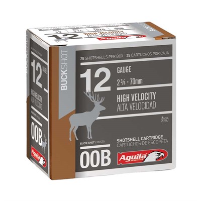 Aguila 12 Gauge High Velocity Buckshot Shotgun Ammunition, 25 rounds