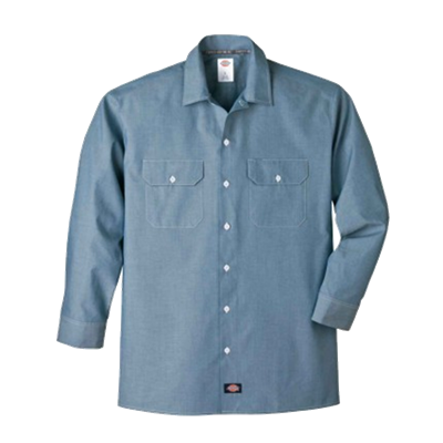 Dickies Men's Long Sleeve Shirt - Chambray, XL